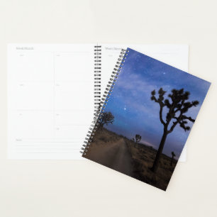 A Desert Road and Joshua Trees at Night Planner