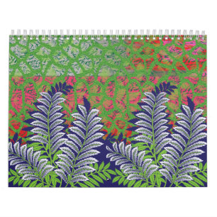 a design of a green and yellow pattern calendar