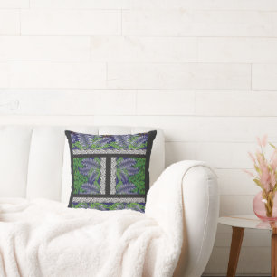 a design of a green and yellow pattern cushion