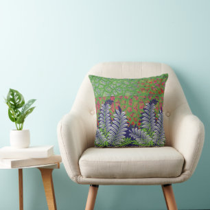 a design of a green and yellow pattern cushion