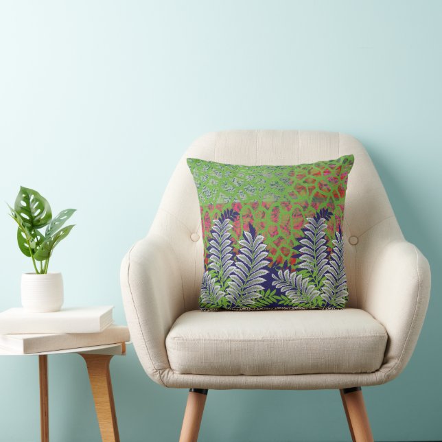 a design of a green and yellow pattern cushion (Chair)