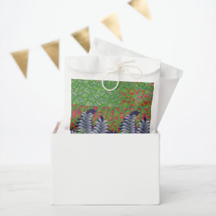 a design of a green and yellow pattern favour bags
