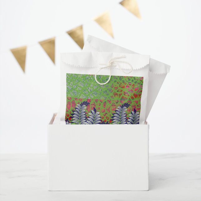 a design of a green and yellow pattern favour bags (Party)