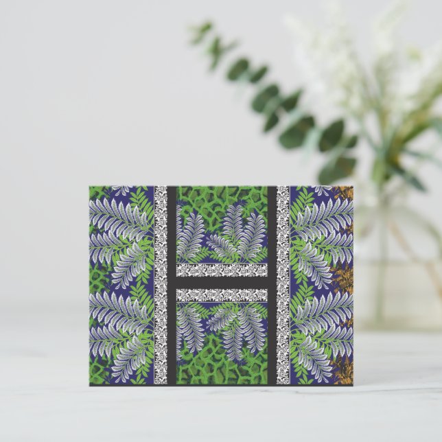 a design of a green and yellow pattern postcard (Standing Front)