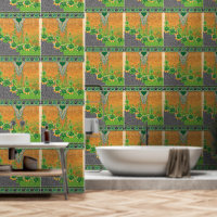 a design of a green and yellow wall hanging