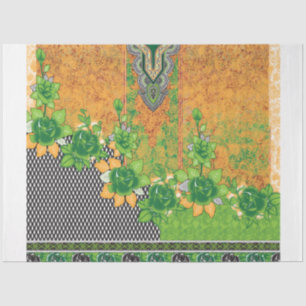 a design of a green and yellow wall hanging tissue paper