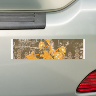 a design of a painting with yellow flowers on it bumper sticker