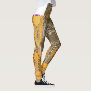 a design of a painting with yellow flowers on it leggings