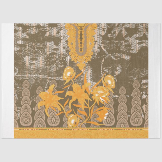 a design of a painting with yellow flowers on it tissue paper (Front)