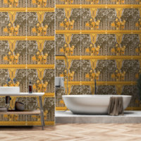 a design of a painting with yellow flowers on it