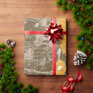 a design of a painting with yellow flowers on it wrapping paper
