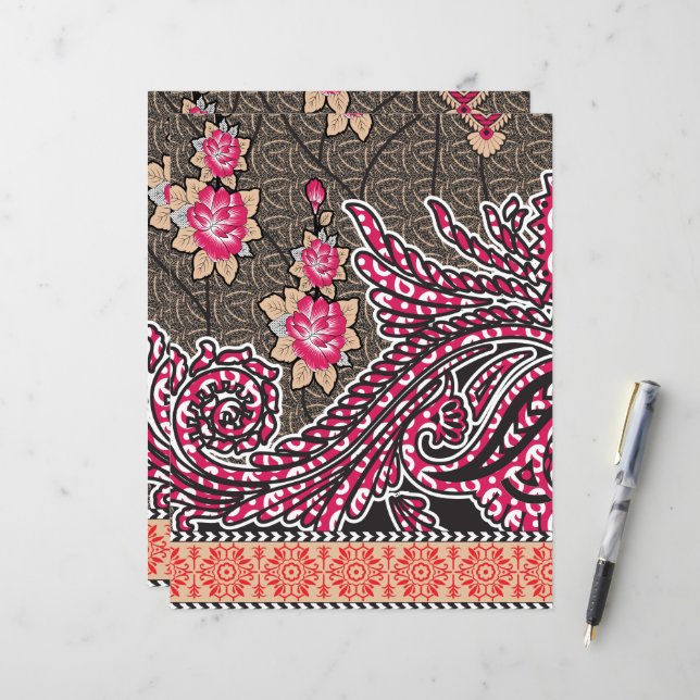 a design of a pink and brown paisley pattern (Front/Back In Situ)