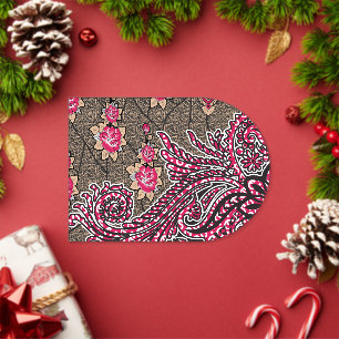 a design of a pink and brown paisley pattern acrylic invitations