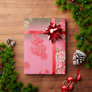 a design of a pink and gold background with a red  wrapping paper