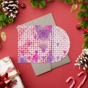 a design of a purple background with dots acrylic invitations