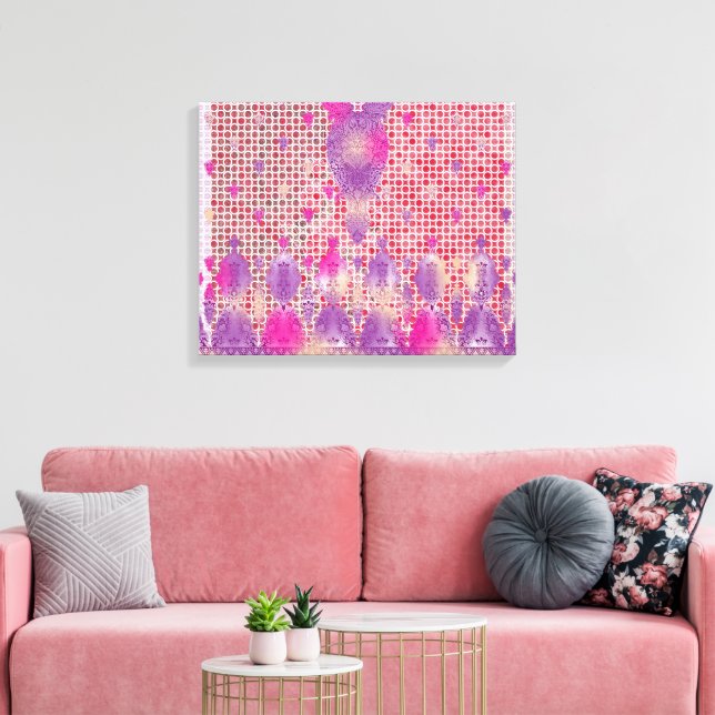 a design of a purple background with dots canvas print (Insitu(LivingRoom))