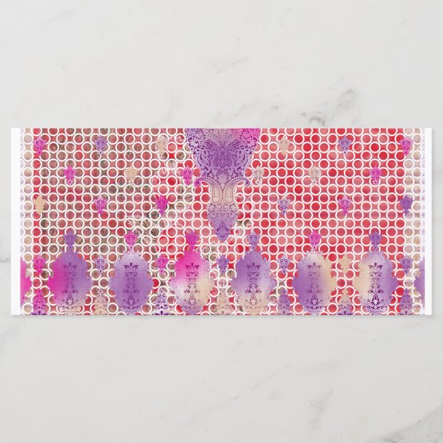 a design of a purple background with dots menu (Front)