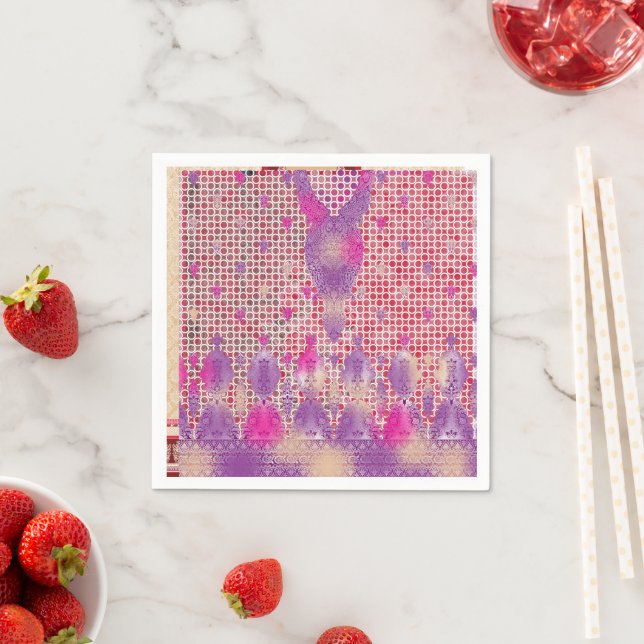 a design of a purple background with dots napkin (Insitu)