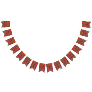 a design of a red and beige pattern bunting
