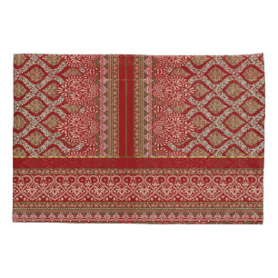 a design of a red and beige pattern_ pillowcase