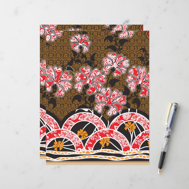 a design of a red and black wall hanging (Front/Back In Situ)