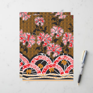 a design of a red and black wall hanging