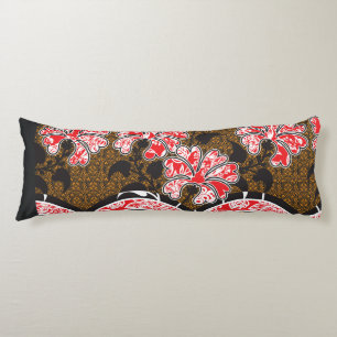 a design of a red and black wall hanging body cushion