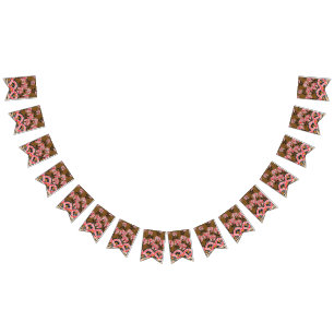 a design of a red and black wall hanging bunting 