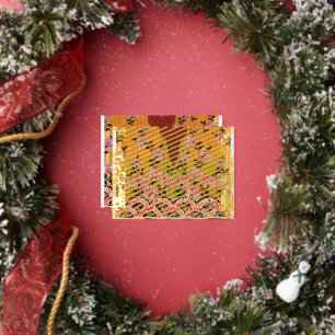 a design of a red and black wall hanging foil holiday postcard