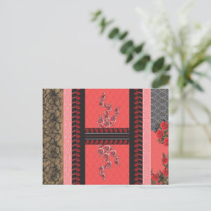 a design of a red and black wallpaper postcard