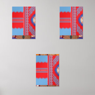 a design of a red and blue pattern