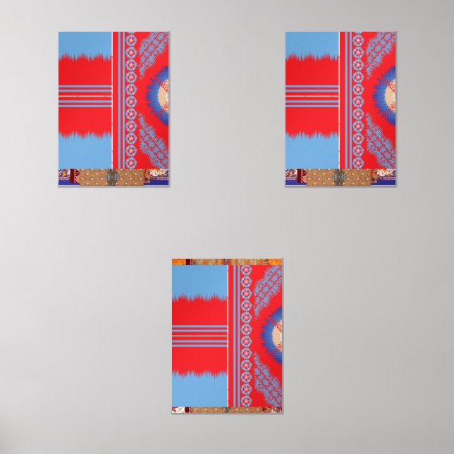 a design of a red and blue pattern (Front)