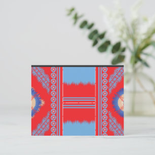 a design of a red and blue pattern postcard