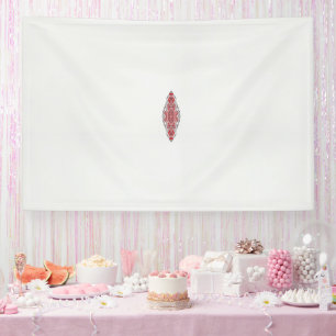 a design of a red and white pattern banner