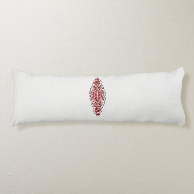 a design of a red and white pattern body cushion (Front)