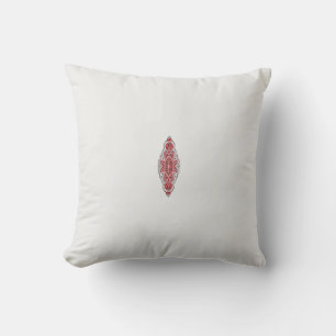 a design of a red and white pattern cushion