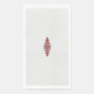 a design of a red and white pattern napkin