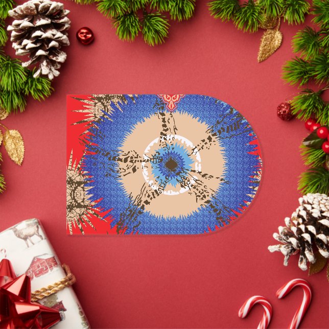 a design of a red background with a blue circle acrylic invitations (Insitu (Holiday))