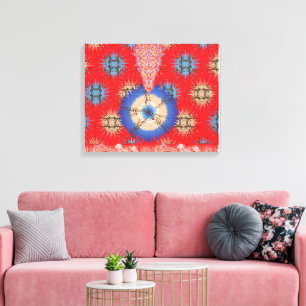  a design of a red background with a blue circle canvas print