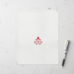 a design of a red flower on a white background