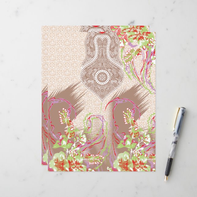 a design of a red vase with flowers on it (Front/Back In Situ)