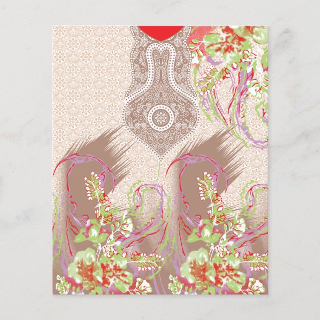 a design of a red vase with flowers on it flyer (Front)