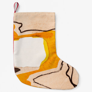 A Detail from an Abstract Watercolor and Ink Paint Small Christmas Stocking