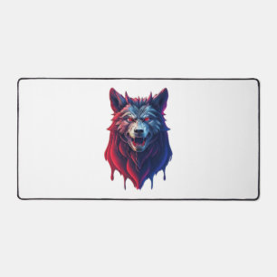 A detailed illustration face evil ninja wolf Premi Desk Mat