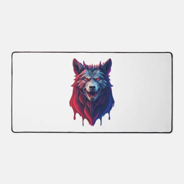 A detailed illustration face evil ninja wolf Premi Desk Mat (Front)
