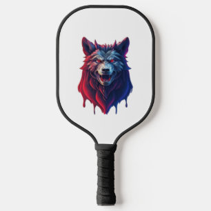 A detailed illustration face evil ninja wolf Premi Pickleball Paddle