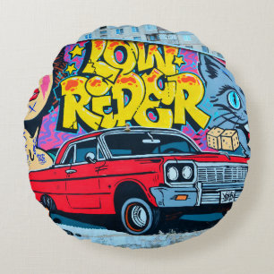 A detailed image of graffiti drawing. Conceptual s Round Cushion
