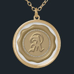 *~* "A" Diamond Circle GOLD Wax Seal Monogram Gold Plated Necklace<br><div class="desc">Energetically Enhanced Pendant The letter "A" GOLD WAX SEAL STAMP GOLD PLATED NECKLACE. SPARKLING WAX SEALS / STAMPS STICKERS - Great for a special envelope , party event celebration favors and more. The design is ELEGANT CLASSIC and RICH. The faux DIAMONDS give it a lovely SPARKLE... .as they should. These...</div>