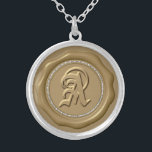 *~* "A"Diamond Circle GOLD Wax Seal Monogram Silver Plated Necklace<br><div class="desc">Energetically Enhanced Pendant The letter "A" GOLD WAX SEAL STAMP SILVER PLATED NECKLACE. SPARKLING WAX SEALS / STAMPS STICKERS - Great for a special envelope , party event celebration favors and more. The design is ELEGANT CLASSIC and RICH. The faux DIAMONDS give it a lovely SPARKLE... .as they should. These...</div>