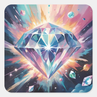 A diamond in space square sticker
